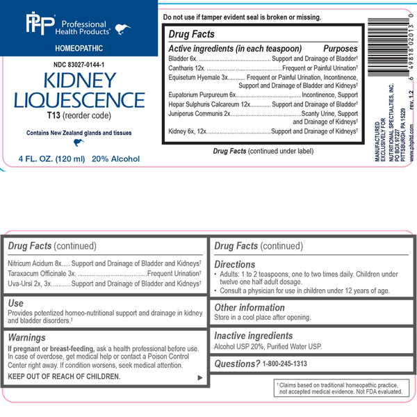 Kidney Liquescence Supplement Facts Label