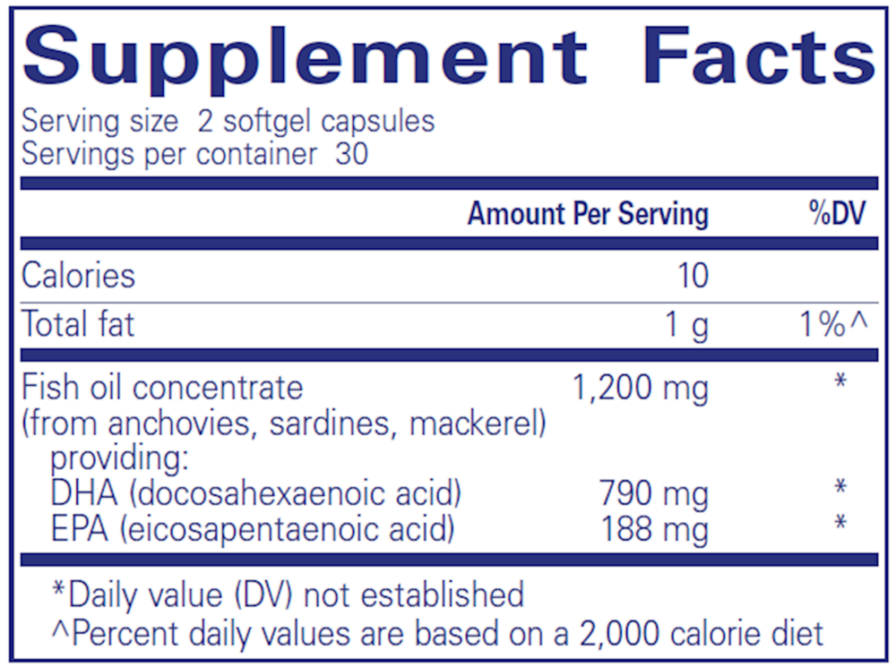DHA Ultimate 120 Count Supplement Facts Label
