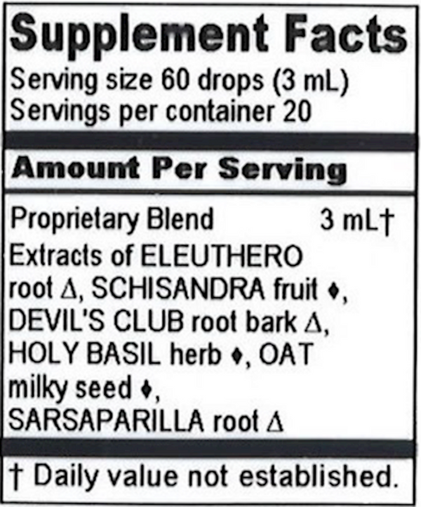 Adrenal Balance Compound Supplement Facts Label