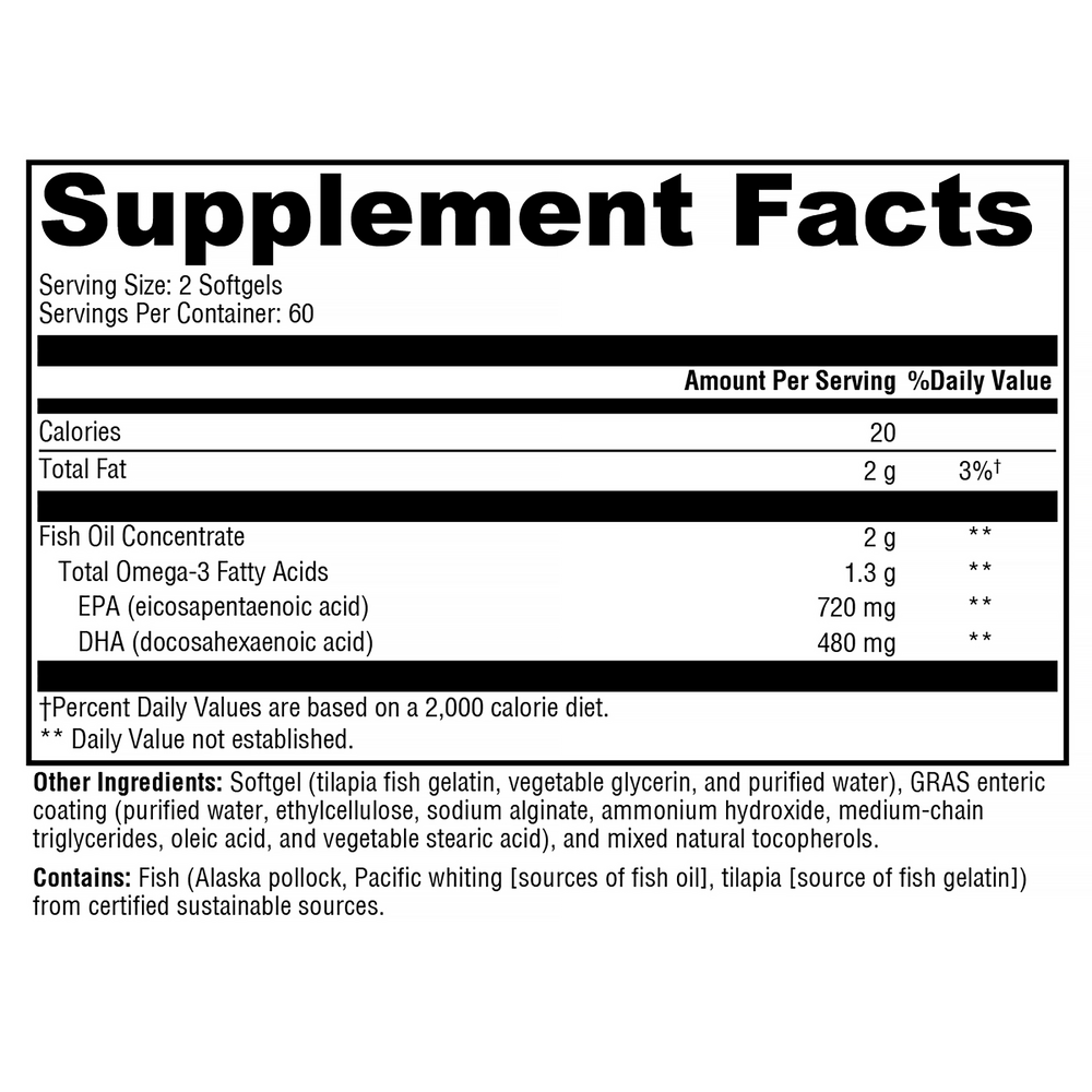 OmegaPure 600 EC™ Supplement Facts Label