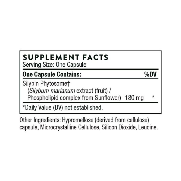 Milk Thistle Phytosome (formerly Siliphos) Supplement Facts Label