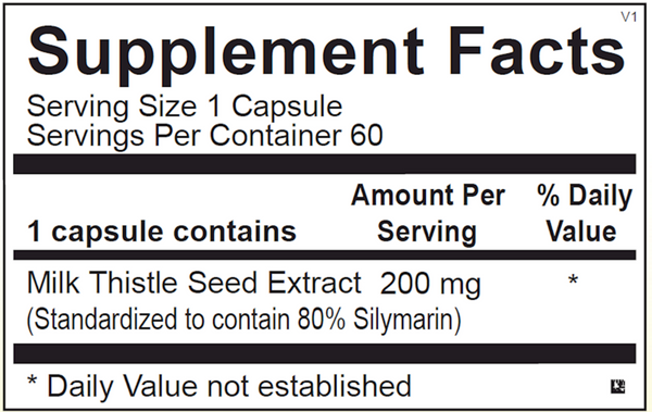 Silymarin Forte Supplement Facts Label