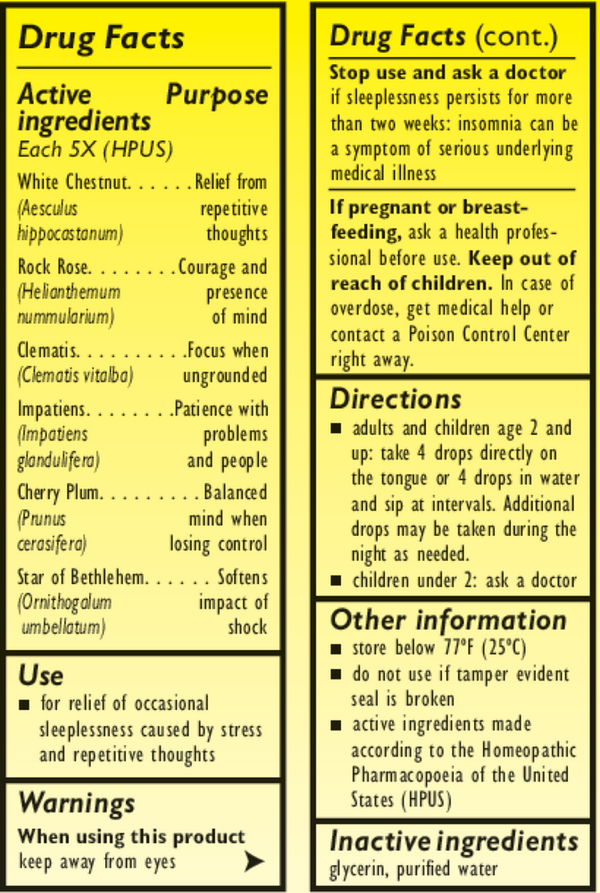 RESCUE Sleep Dropper Supplement Facts Label
