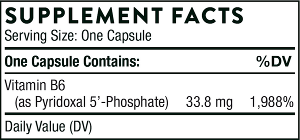 Pyridoxal 5'-Phosphate Supplement Facts Label
