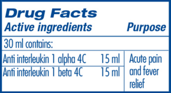 GUNA - Anti IL 1 Supplement Facts Label