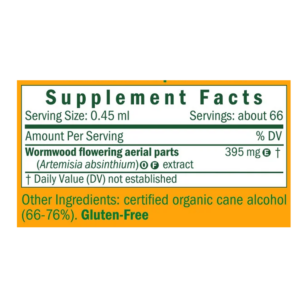Wormwood/Artemisia Absinthium Supplement Facts Label