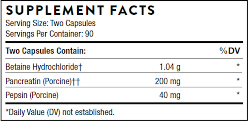 Multi Enzyme (formerly B.P.P.) Supplement Facts Label