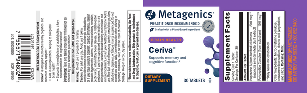 Ceriva Supplement Facts Label