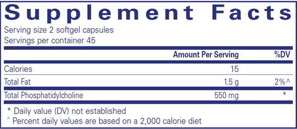 BACKORDER ONLY - Phosphatidylcholine Supplement Facts Label