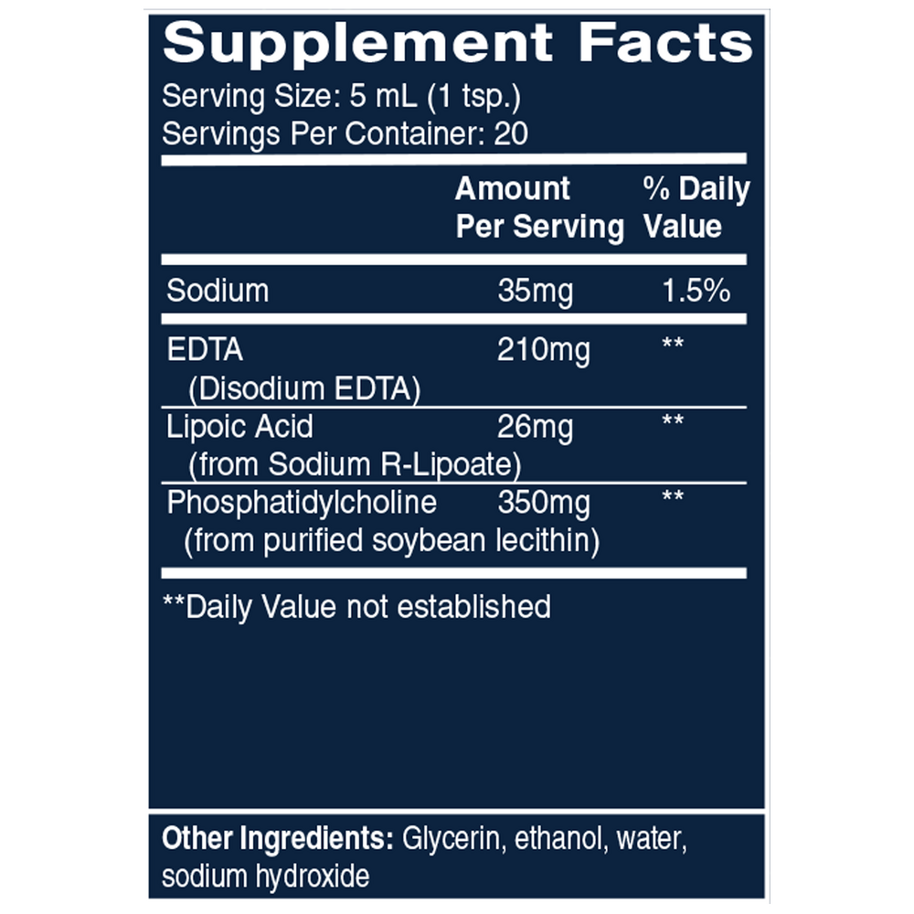 EDTA with RLA* Supplement Facts Label