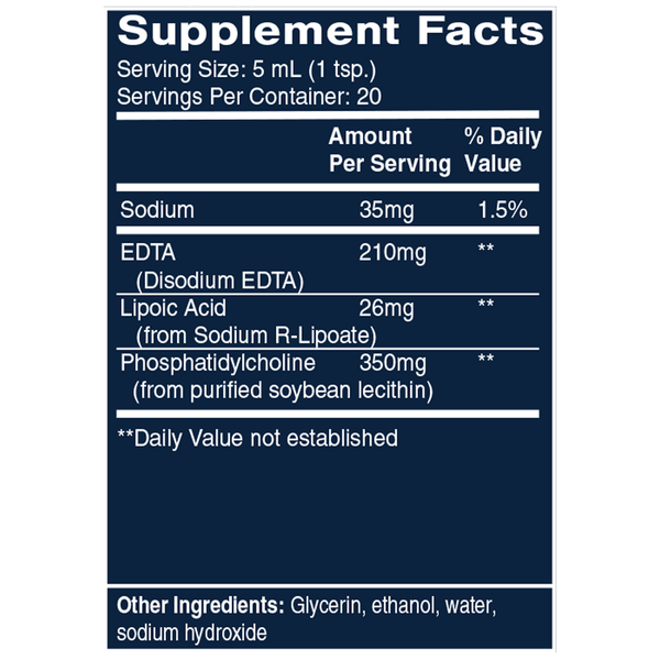 EDTA with RLA* Supplement Facts Label