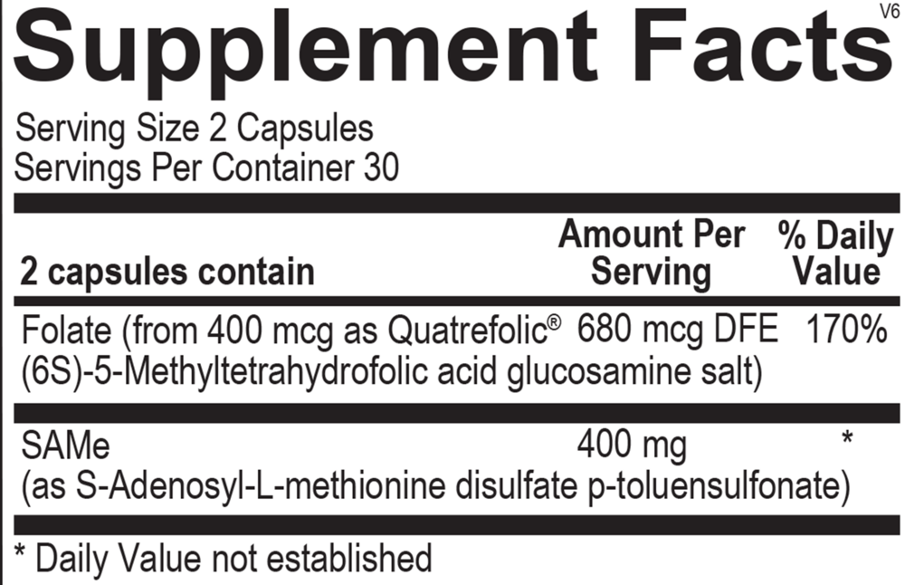 SAMe Supplement Facts Label