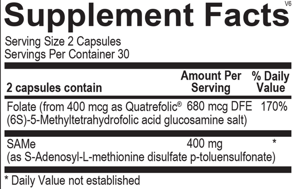 SAMe Supplement Facts Label
