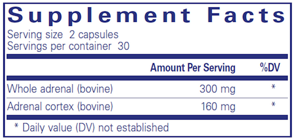 Adrenal Supplement Facts Label