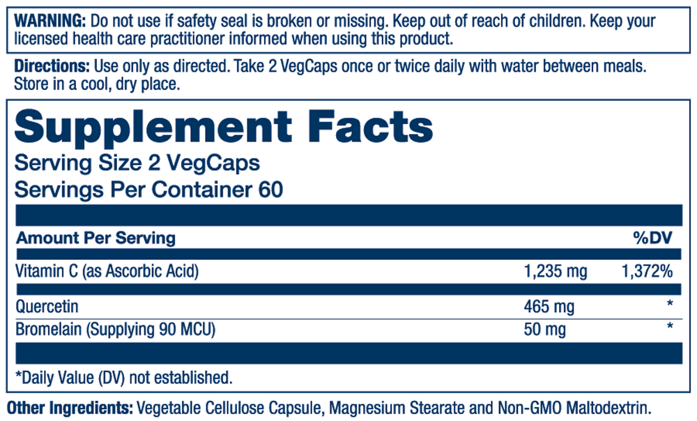 QBC Plex Supplement Facts Label
