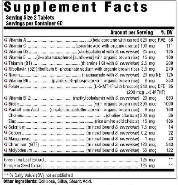 Men's 55+ Multivitamin Supplement Facts Label