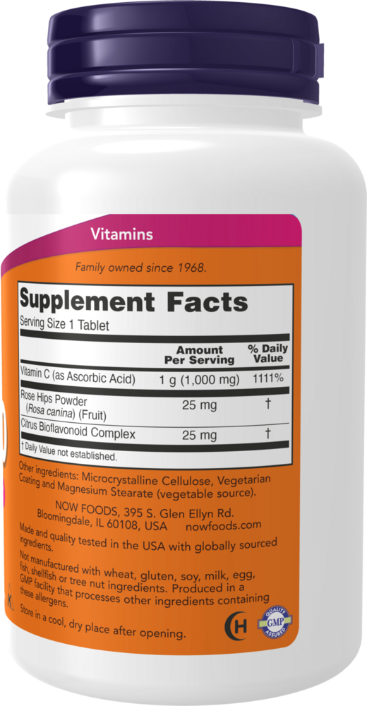 C-1000 SR with Rose Hips Supplement Facts Label