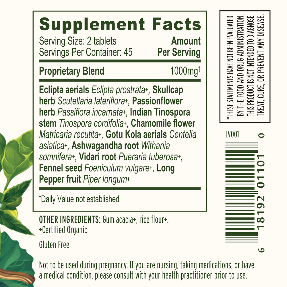 Tranquil Mind Supplement Facts Label