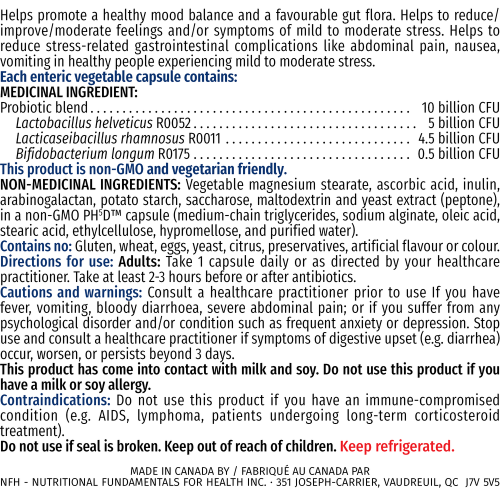 Probio Mood SAP Supplement Facts Label