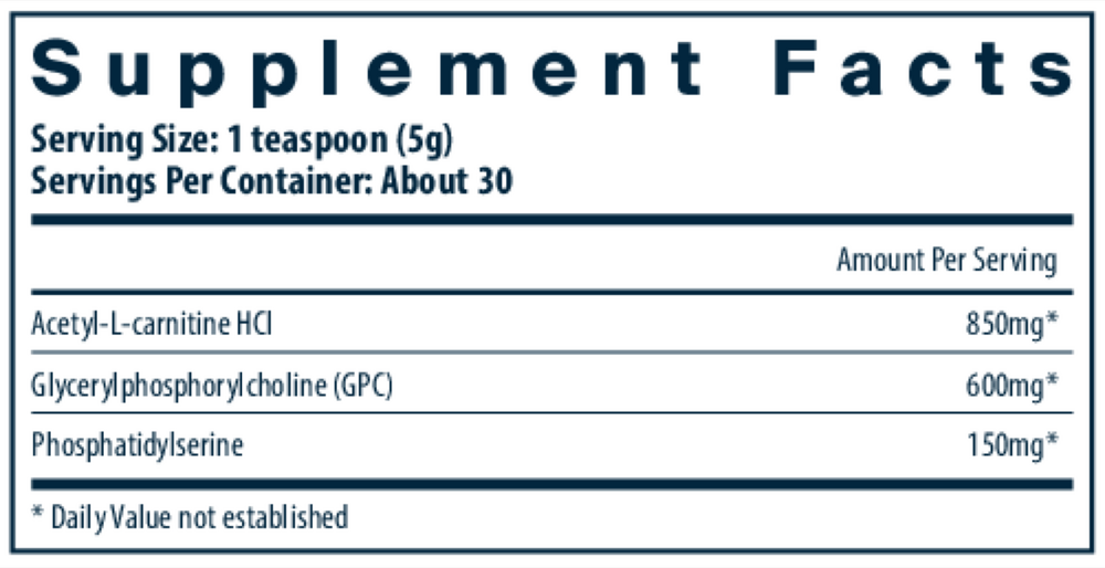 Vital Brain Powder Supplement Facts Label