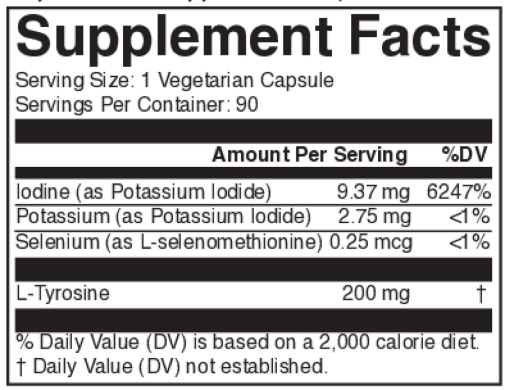 Iodine Plus Supplement Facts Label