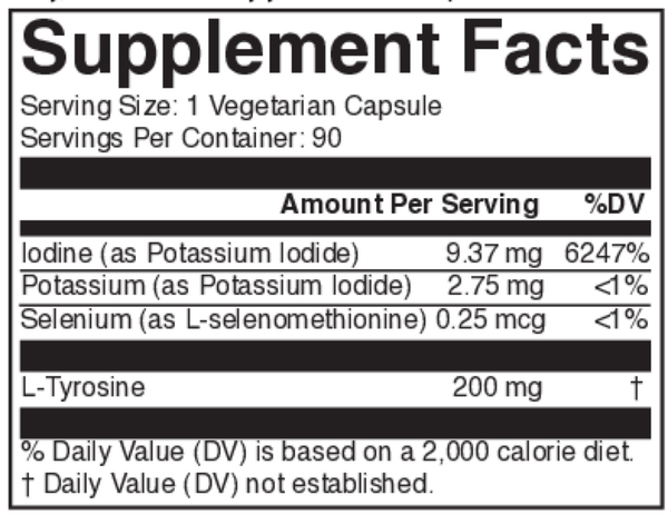 Iodine Plus Supplement Facts Label