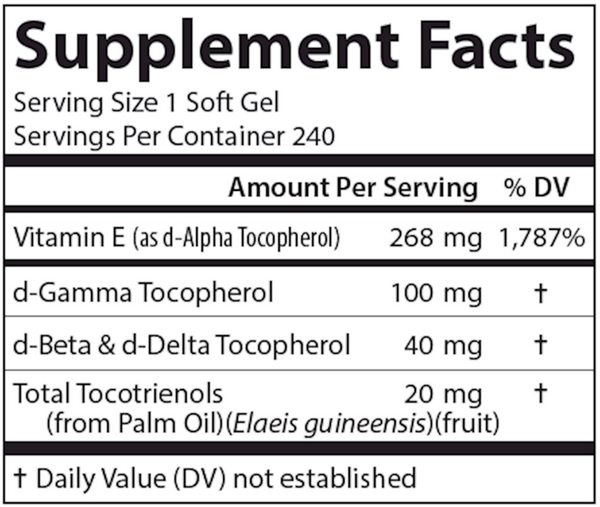 E-Gems Elite Supplement Facts Label
