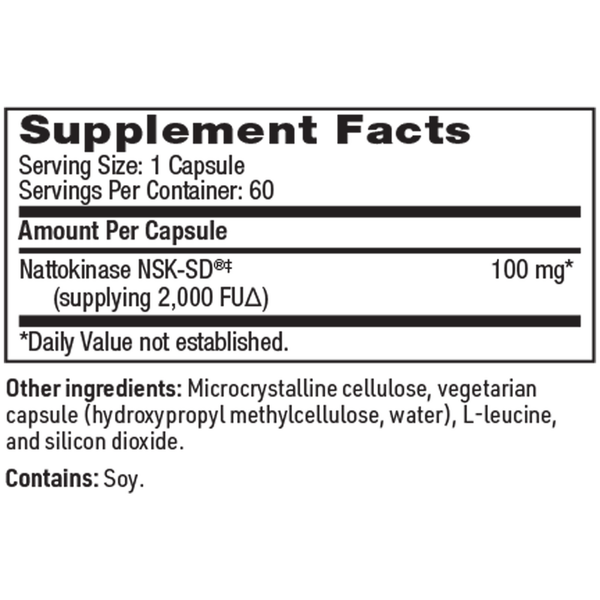 Nattokinase NSK-SD Supplement Facts Label