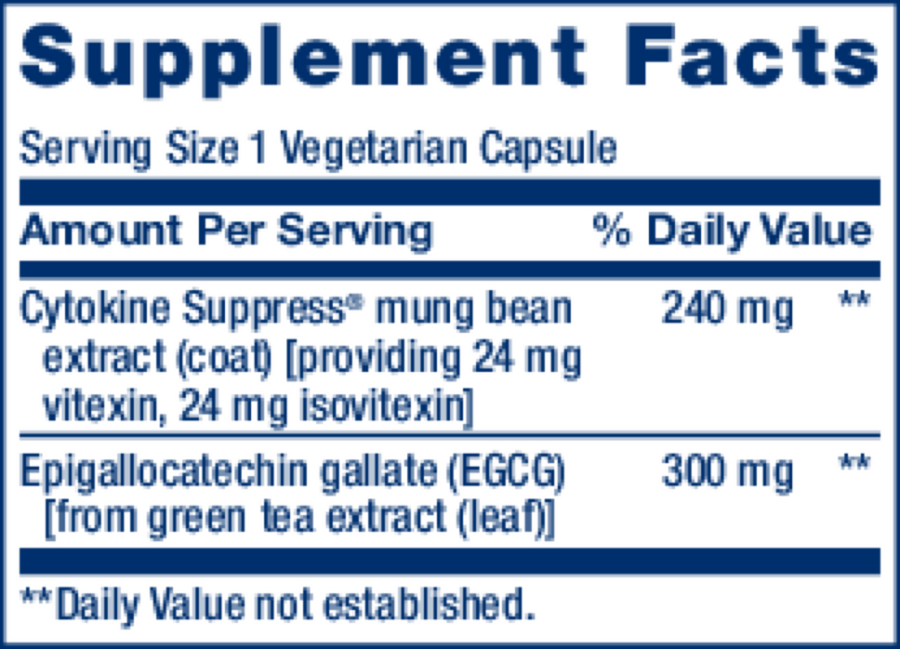 Cytokine Suppress® with EGCG Supplement Facts Label