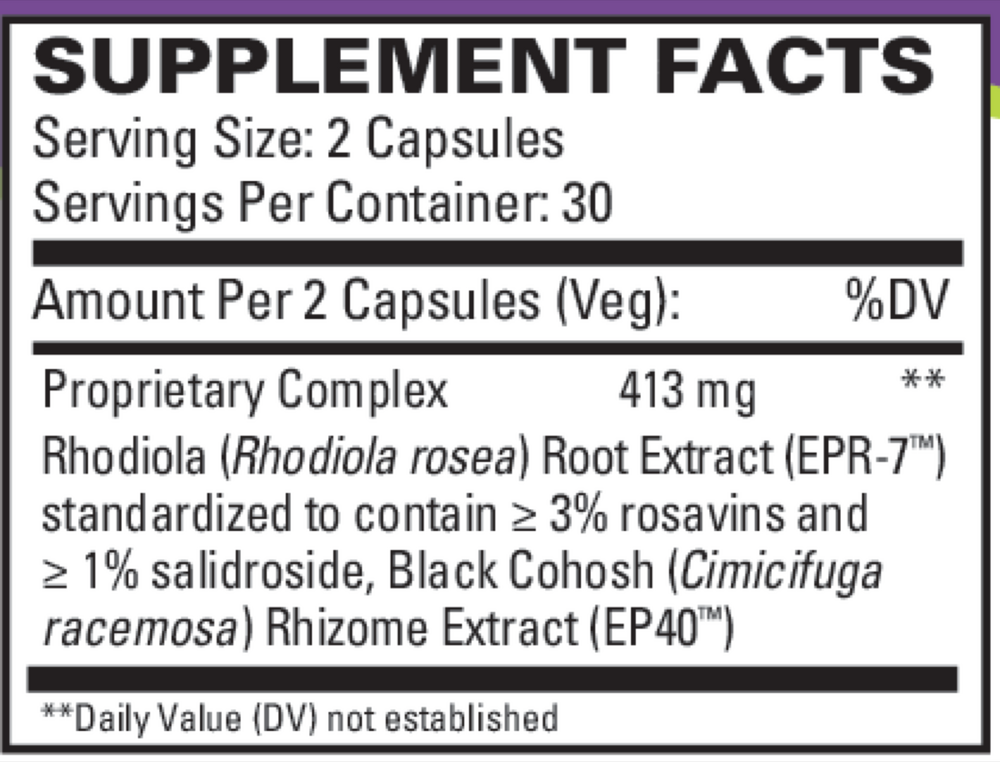 Menopause Relief* PLUS Supplement Facts Label