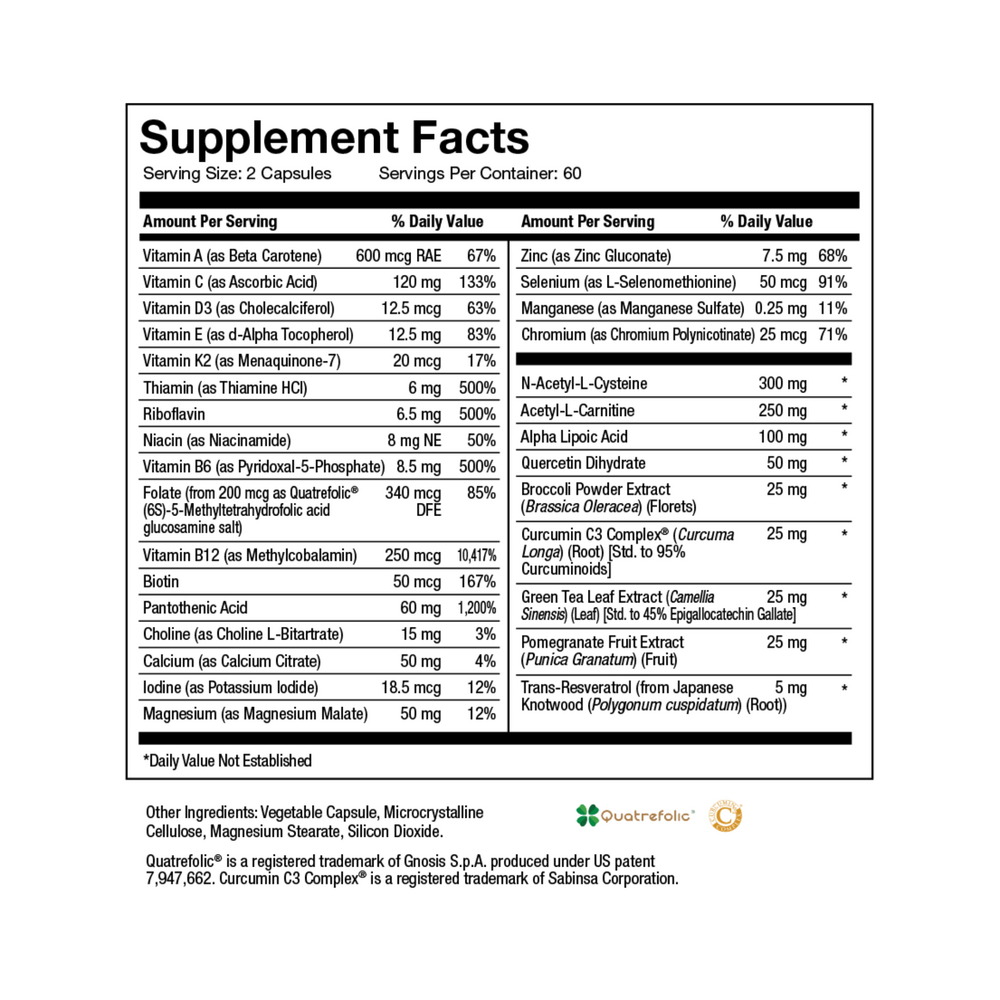 Mito Multi Supplement Facts Label