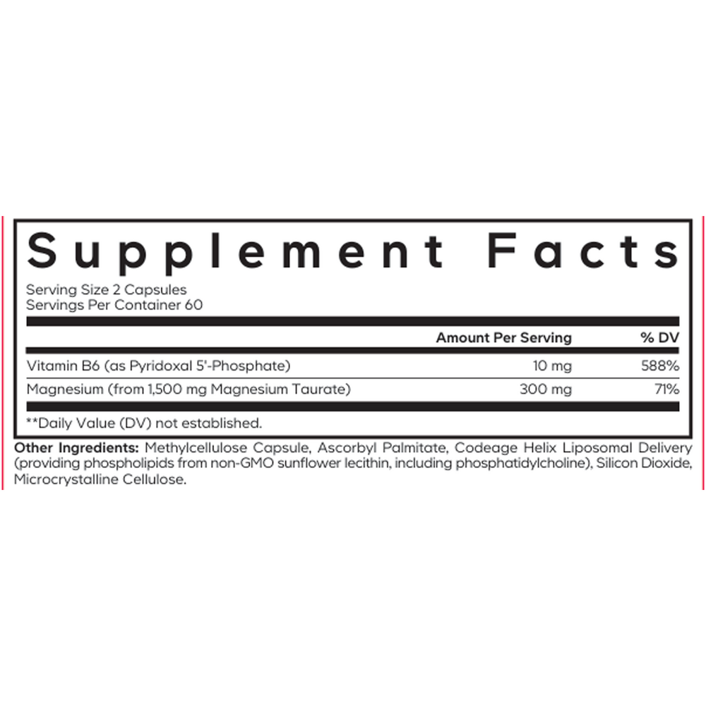 Liposomal Magnesium Taurate+ Supplement Facts Label