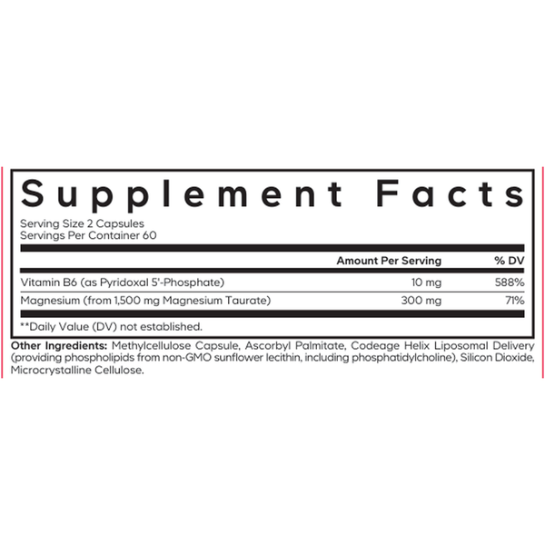 Liposomal Magnesium Taurate+ Supplement Facts Label