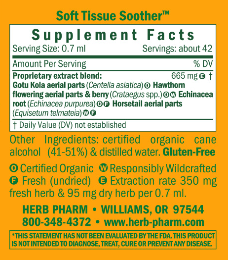 Soft Tissue Soother Supplement Facts Label