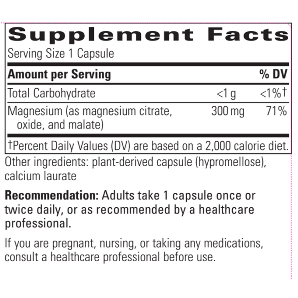 Tri-Magnesium Supplement Facts Label