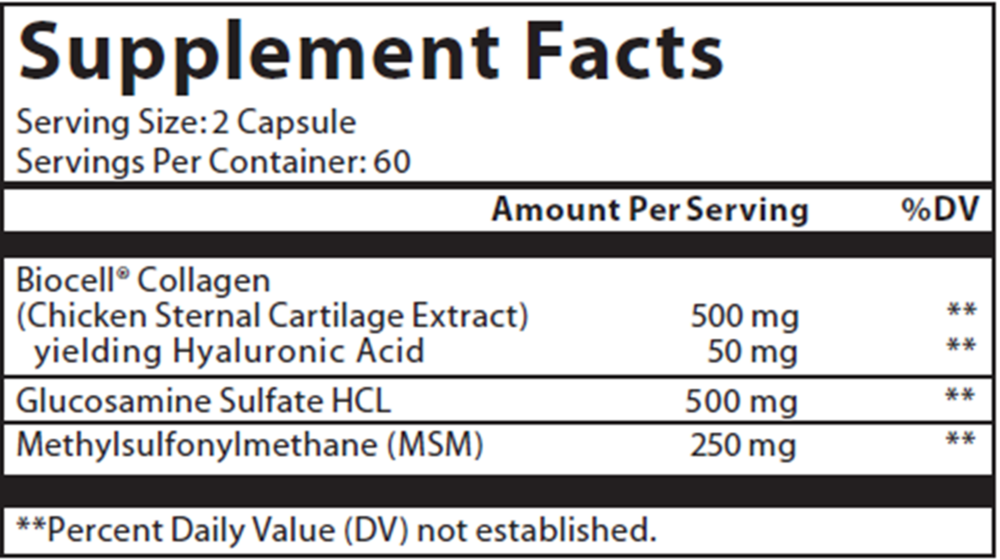 HA Plus Supplement Facts Label