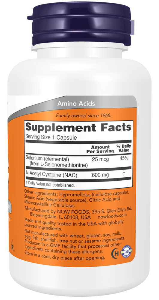 NAC 600 mg Supplement Facts Label