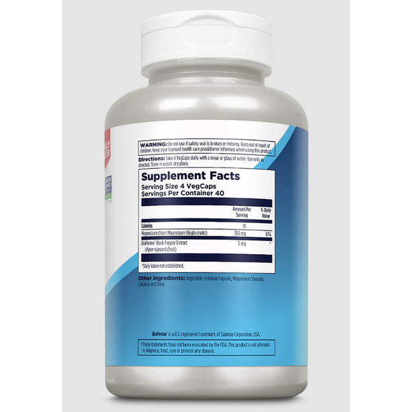 Magnesium Glycinate 350 Supplement Facts Label