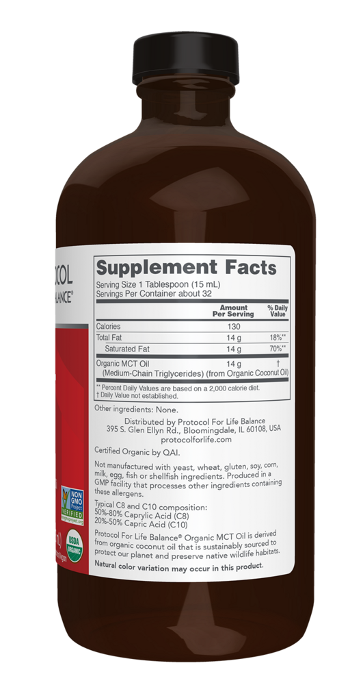 Organic MCT Oil Supplement Facts Label