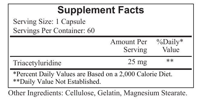Uridine Triacetyluridine Supplement Facts Label