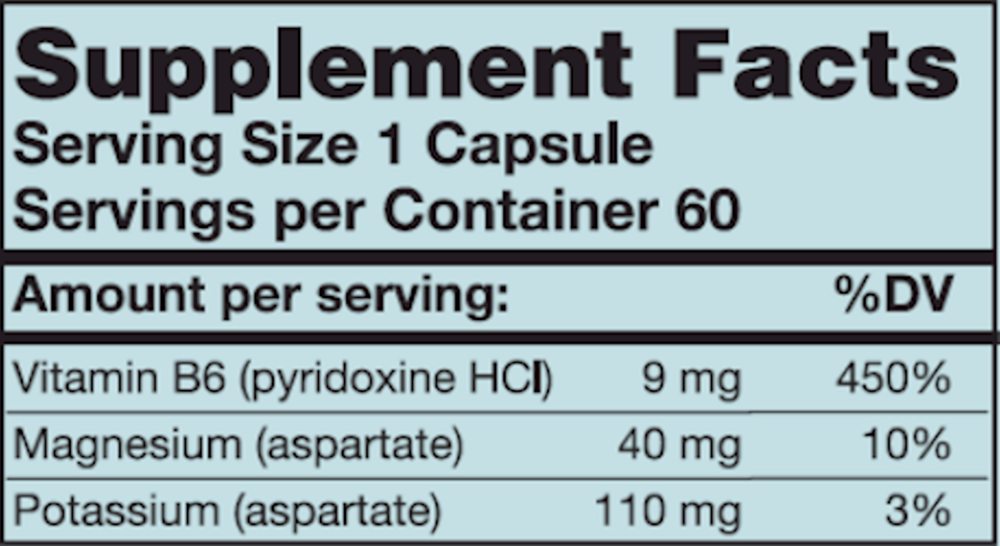 K/Mg Aspartate Supplement Facts Label