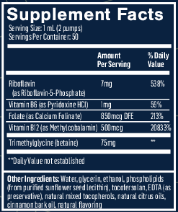 Methyl Charge+™ Supplement Facts Label