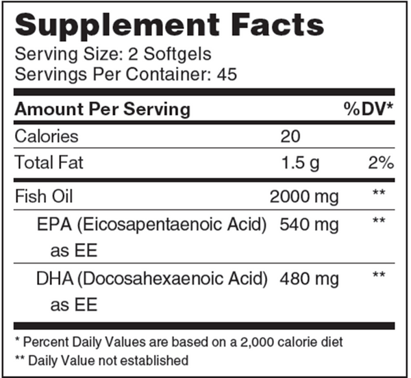 Omega 3 Platinum Supplement Facts Label