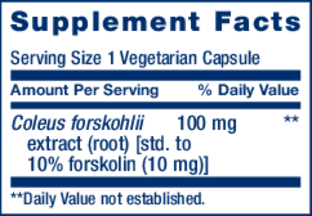 Forskolin Supplement Facts Label