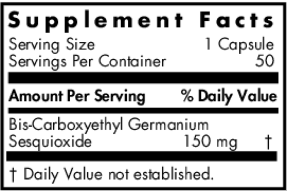 Organo-Germanium Ge-132 Supplement Facts Label