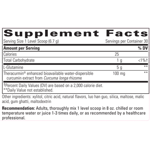 Glutamine Forte Lemon Lime Drink Mix 201g Supplement Facts Label