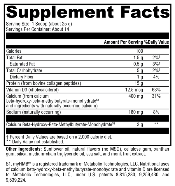 FIT Food® Lean Collagen Vanilla Supplement Facts Label