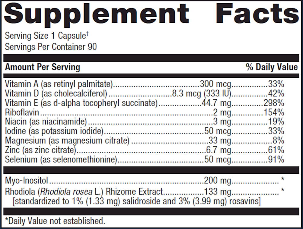 Thyrosol Supplement Facts Label