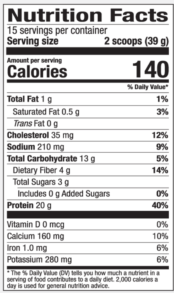Organic Whey Protein - Chocolate Supplement Facts Label