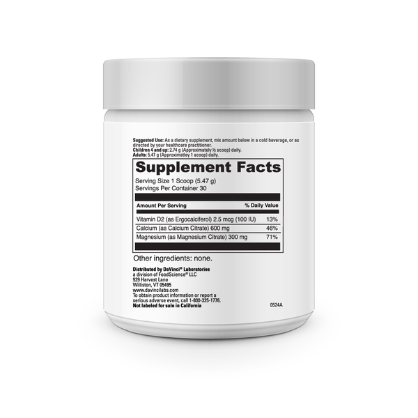 Cal Mag Citrate Powder Supplement Facts Label